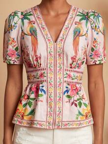Travachic Women's Casual Tropical Print Blouse - Multicolor - View 6