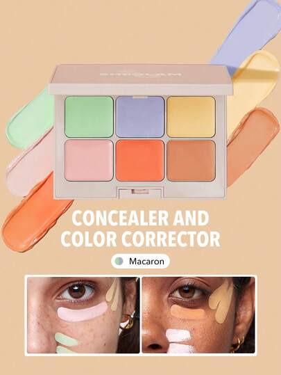 SHEGLAM Multi-Fix Concealer And Color Corrector-Macaron 6-Color Full Cover Cream Concealer Brightening Full Coverage Color Corrector Lightweight Multi-Use Smooth Concealer Brand Beauty Makeup Face Paint Cosmetic For Women Girls Perfect For Winter Spring Ideal For Y2K Fancy Fashion Suitable For Birthday Valentine'S Day Gift Rave Party Ready Best Color