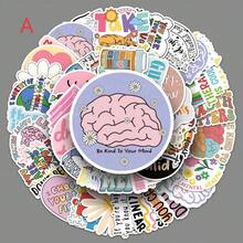 50 张心理健康贴纸，心理健康意识贴纸，乙烯基防水贴纸，适用于水瓶、笔记本电脑、行李箱、头盔、滑板、吉他、剪贴簿、手机等，适合作为礼物，水瓶贴纸，香味贴纸，科学贴纸，行李贴纸，牙科贴纸，肯定语贴纸。 - 混合顏色 - 查看 8