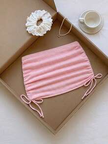 Elavelle Áo khoác ngoài xếp ly có dây rút bằng vải jacquard dành cho nữ, thích hợp cho mùa xuân/hè. - Hồng - Xem 3