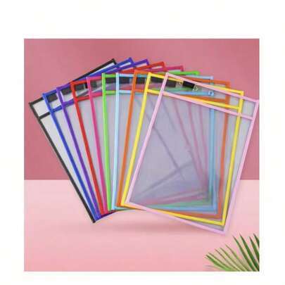 1pc/Random Color Reusable File Organizer With Large Erasable Pocket, Durable Transparent Paper Protector, Multipurpose School & Classroom Accessory 4.