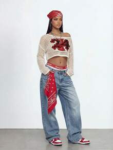 Gowayae Gowayae Y2K American Baddie Style #24 Cropped Mesh Knit Sheer Cover Up Sweater For Women, Layering Lightweight Breathable Sun Protection - Beige - View 5