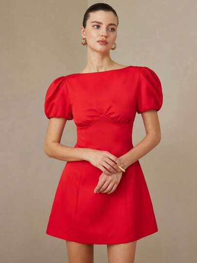 Aveloria Rosie Đầm ngắn xếp ly màu trơn dành cho nữ, thời trang cho các buổi hẹn hò và tiệc tùng.