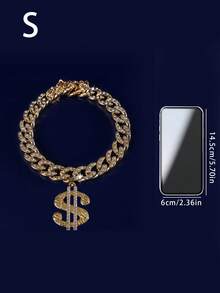 1 Stück Haustier Halskette - Große Goldkette mit Diamanten - Währungssymbol Anhänger - Glänzend - Kunststoff Simulation - Geeignet für Katzen und Hunde - Für reiche Influencer - Hipper Stil - Bulldogge - Bully - Golden Retriever - Labrador - Dekorative Kette. - Gold - Übersicht 6