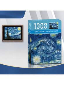 A Set Of 1 Starry Sky Puzzle, A Stress-Relieving Puzzle Toy, Including Puzzle Pieces And Drawing Paper, The Best Gift For Adult Art Creation And Family Games, Metal Puzzle, Family Games, Puzzle,Adult Puzzle, Puzzle Accessories, Mini Puzzle - Blue - View 6