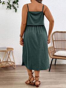 SHEIN Maternity Casual Solid Color Sleeveless Dress - Green - View 2