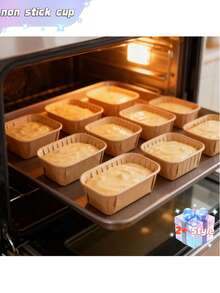 Bộ 50 cốc giấy nướng chống dính, thích hợp cho bánh mì, bánh cupcake, các món tráng miệng - Khuôn nướng bánh muffin mini hình chữ nhật, có vân, xếp chồng được, chất liệu giấy, nướng đều, chống rò rỉ. - Nhiều màu - Xem 2