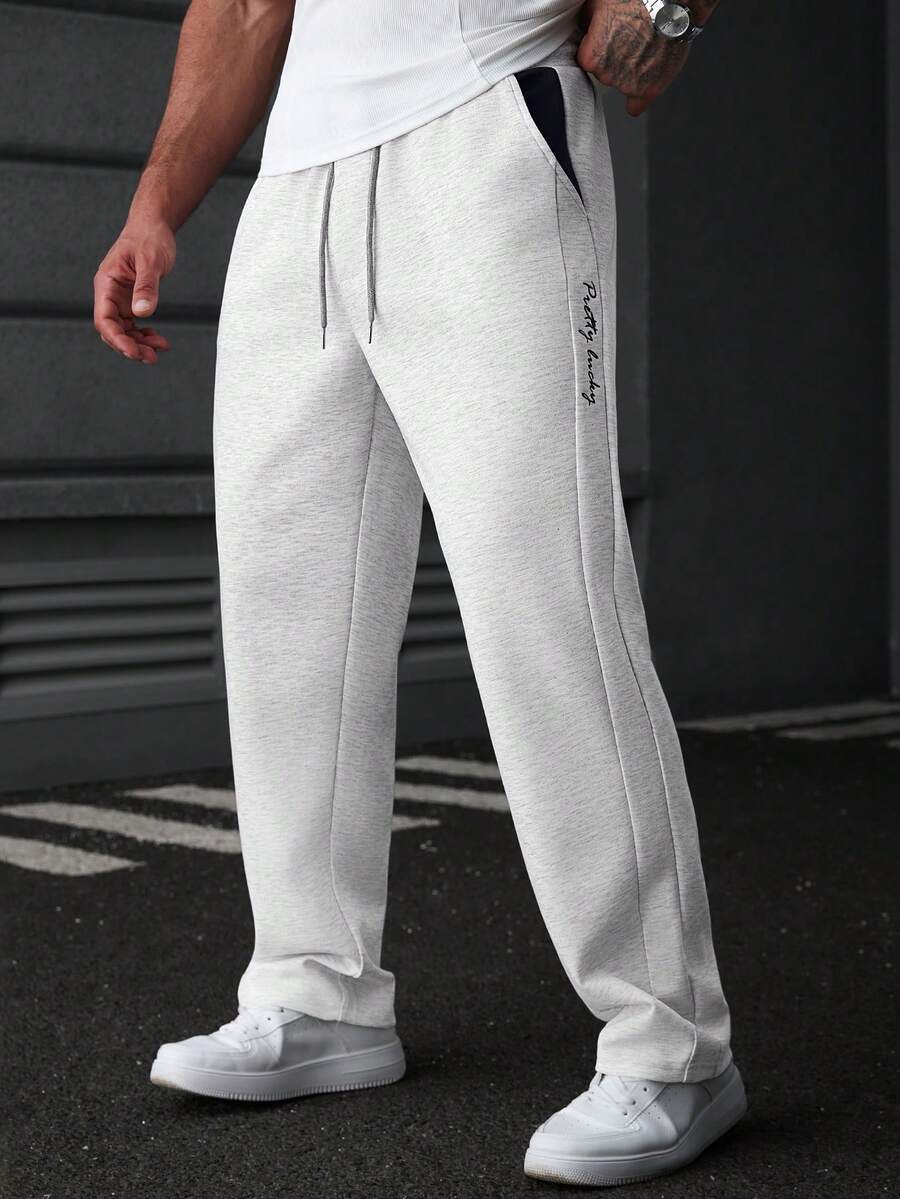 Manfinity Homme Men's Drawstring Waist Casual Everyday Sweatpants - Grey - View 1