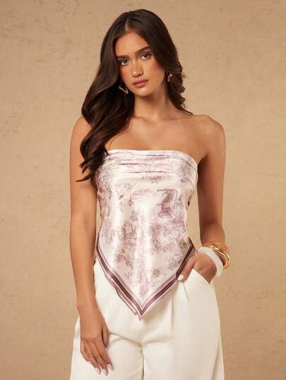 Silquee Women's Satin Printed Square Scarf, Spring/Summer