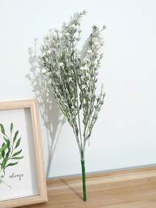1 bông hoa baby's breath giả bằng nhựa, dài 14,57 inch, màu trắng, có 5 nhánh, thích hợp cho đám cưới, trang trí ngày lễ, cắm hoa, trang trí nhà cửa trong nhà, mọi mùa. - trắng - Xem 3