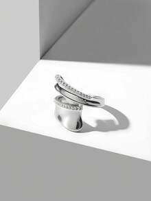 MOTF PREMIUM Nhẫn thời trang cao cấp đính kim cương, thiết kế riêng theo sở thích cá nhân. - Bạc - Xem 4