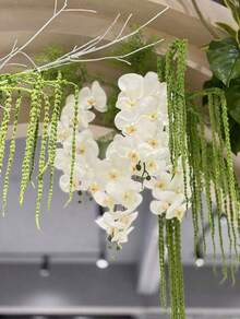 2pcs Fake Green Amaranthus Tail Branch Fake Hanging Plant,Lover's Tears ,Artificial Weeping Willow,Wisteria Hanging Flower Pendants, Waterfall Cascading Flower Chains, Bridal Bouquets. Green Artificial Flower Branches For Indoor And Outdoor Wedding & Party Backdrop Decor, Home Gardening Flower Pendants, Hotel Decorations, DIY Floral Arrangements, Vase Fillers And Wall Decor. - Multicolor - View 3