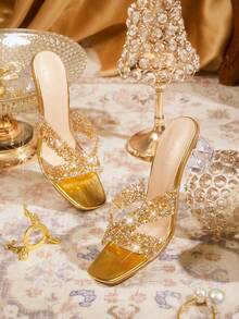 CUCCOO TILAWA Sandalias con tacón para mujer - Dorado - Ver 1