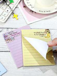 2/4/8PCS Random Style Christian Theme Sticky Notes Set Inspirational Floral Pattern Bible Verse Memo Pad Self Adhesive For Journaling Diary Checklist Schedule Planner - Multicolor - View 2