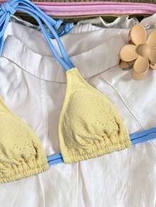 Costavie Áo bơi nữ thanh lịch dành cho kỳ nghỉ, kiểu cổ yếm không gọng. - Màu vàng - Xem 6