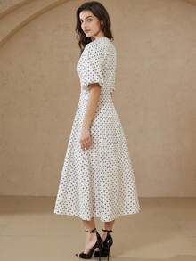 Aveloria Rosie Đầm maxi dáng suông, cổ tròn, tay phồng, in chấm bi đen trắng, kiểu dáng thanh lịch, thoải mái, phù hợp cho mùa xuân/hè. Phong cách Pháp cổ điển, lãng mạn, hiện đại, duyên dáng, thích hợp cho tiệc tùng, đi làm, hẹn hò, kỳ nghỉ. - Nhiều màu - Xem 2