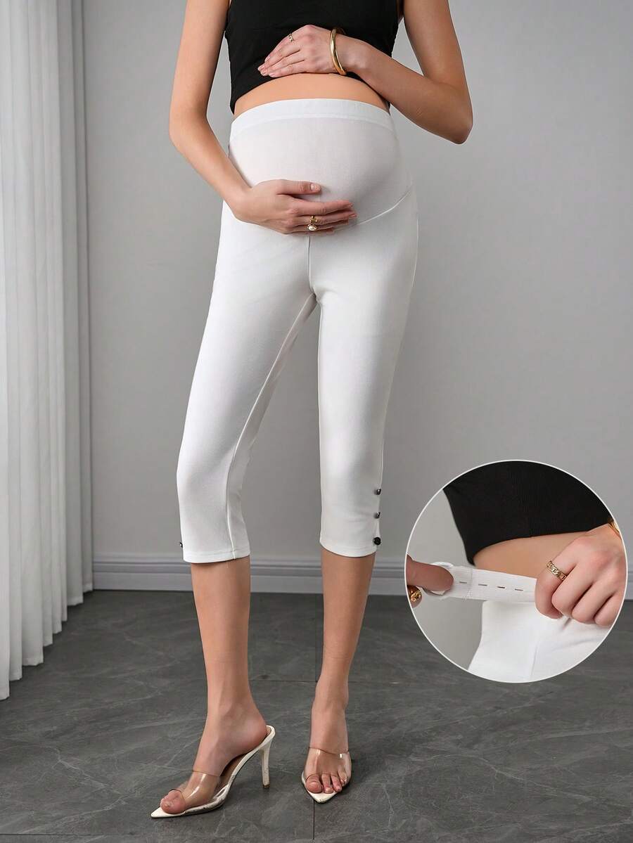 Momance Quần lửng bầu dáng rộng, cạp chun điều chỉnh được, ống xẻ tà, thời trang. - trắng - Xem 1