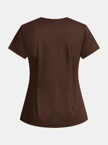 TaskEZ Solid Color Short Sleeve Scrub Scrub Top - Multicolor - View 6