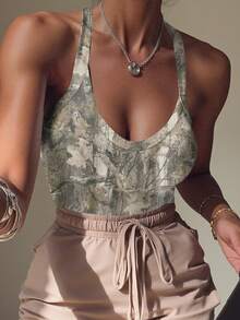 Rovax Body de mujer talla grande con estampado de camuflaje - Multicolor - Ver 3