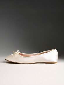 Solezae Women's Casual Elegant Comfortable Satin Ballet Flats - Beige - View 7