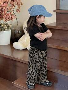 Dazy Kids Baby Girls' Solid Color Sleeveless T-Shirt And Loose Leopard Print Pants 2-Piece Set Summer Toddler - Multicolor - View 2