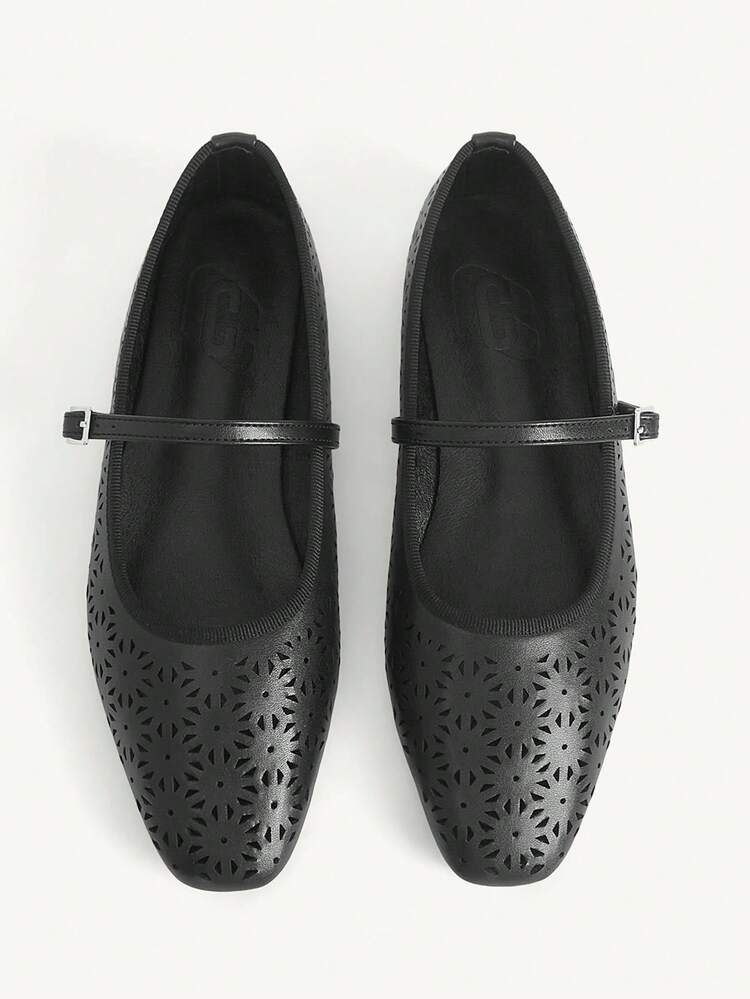 CUCCOO CHICEST Women Shoes Women's Retro Hollow Flat Shoes Women's Patent Leather Upper Breathable Low Vamp Shoes