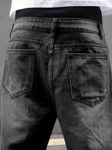 Manfinity EMRG Men's Casual Pocketed Zipper Denim Shorts - Black - View 8