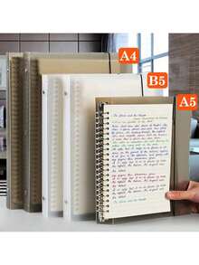 DIY Loseblatt-Notizbuch A4/B5/A5 Kunststoffhülle mit 5 Arten von frei kombinierbaren Loseblatt-Kernen, Schulmaterial, Rückkehr zur Schule - Verschiedenfarbig - Übersicht 3