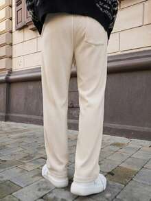 Artur Kramer 男士抽绳腰部拼接设计长裤，秋季款 - 杏色 - 查看 2