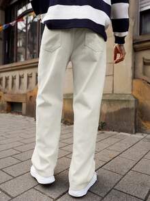 Artur Kramer 1条 Infinite Jeans 男士休闲直筒牛仔裤，高品质街头风舒适长裤（不含腰带和配饰） - 白色 - 查看 6