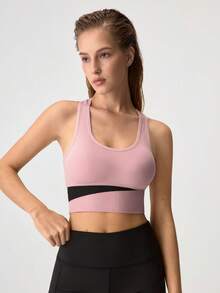 Loungeista 1 Stück Damen Sport-BH, rückenfreier kabelloser Sport-BH, anhebende & sexy Sport-Shorts, geeignet für Training und Fitness im Sommer - Pink - Übersicht 6