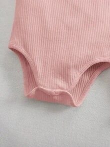 SHEIN 3件套可爱纯色针织吊带连体衣，女婴夏季款 - 彩色 - 查看 4