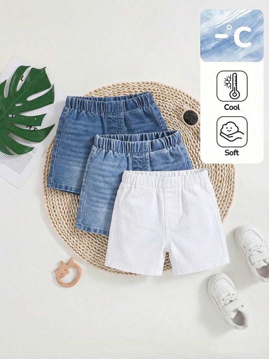 Celana Pendek Denim Kasual Modis Ringan dan Lembut untuk Bayi Laki-laki, Musim Semi/Panas - MultiWarna - View 1