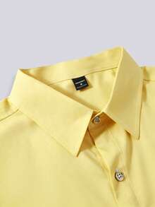 Manfinity Mode Áo sơ mi nam ombre đơn ngực, phong cách casual đa năng mặc hàng ngày, trang trọng cho lễ nghi - Màu vàng - Xem 4