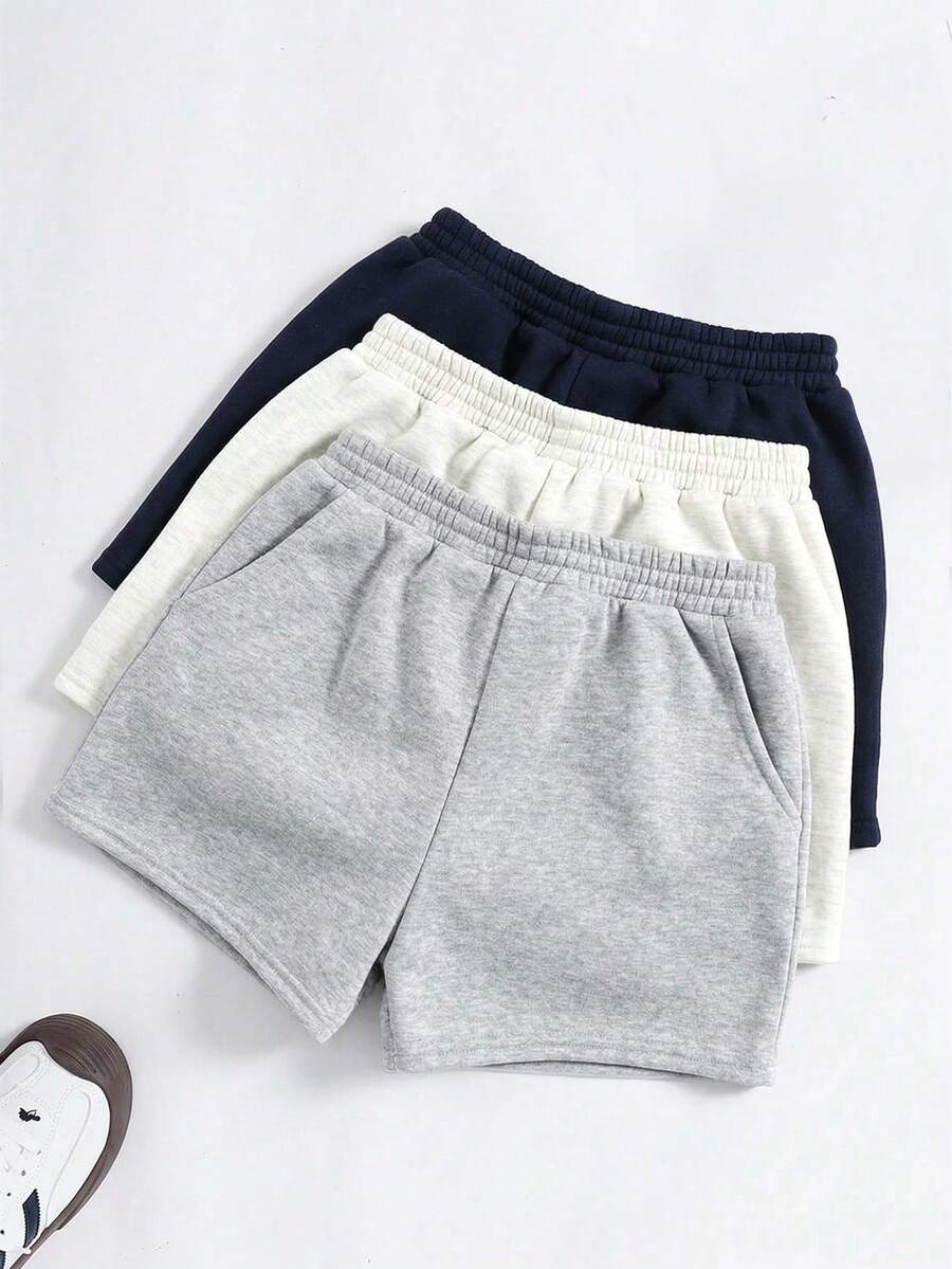 SHEIN 3 st. enfärgade stickade shorts för tweenflickor/tweenflickor - Multifärgad - Visa 1