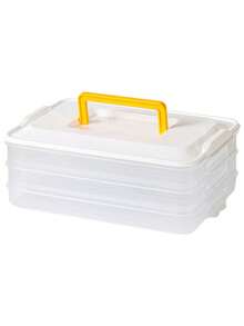 Dumpling Fresh-Keeping Box Freezing Box Refrigerator Fresh-Keeping Box Multilayer Fresh-Keeping Tray Wonton Quick-Frozen Box Meat Quick-Frozen Packing Box Refrigeration Fresh-Keeping Box Handle Design Convenient And Labor-Saving Multilayer Sealing Cover - Clear - View 3