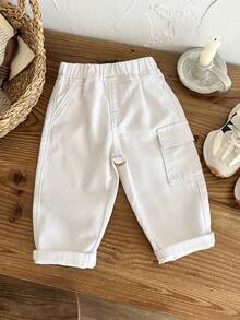SHEIN LMoss Kids 男婴白色牛仔修身锥形裤 - 白色 - 查看 6