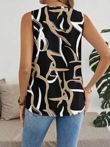 EMERY ROSE Plus Size V-Neck Sleeveless Shirt, Suitable For Summer - Black - View 2