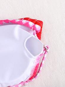 SHEIN Teenager Mädchen Bikini-Set mit Blume Muster und Kontrastbesatz am Neckholder, modisch, lässig, süß für den Urlaub - Pink - Übersicht 5