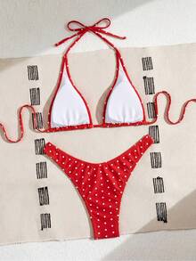 Swim Mod Women's 2 Pieces Polka Dot Printed Bikini Set, Versatile And Casual For Holiday For Summer Beach Vacation,Summer Outfit For Women, Beach Outfit For Women,Elegant,Party - Multicolor - View 6