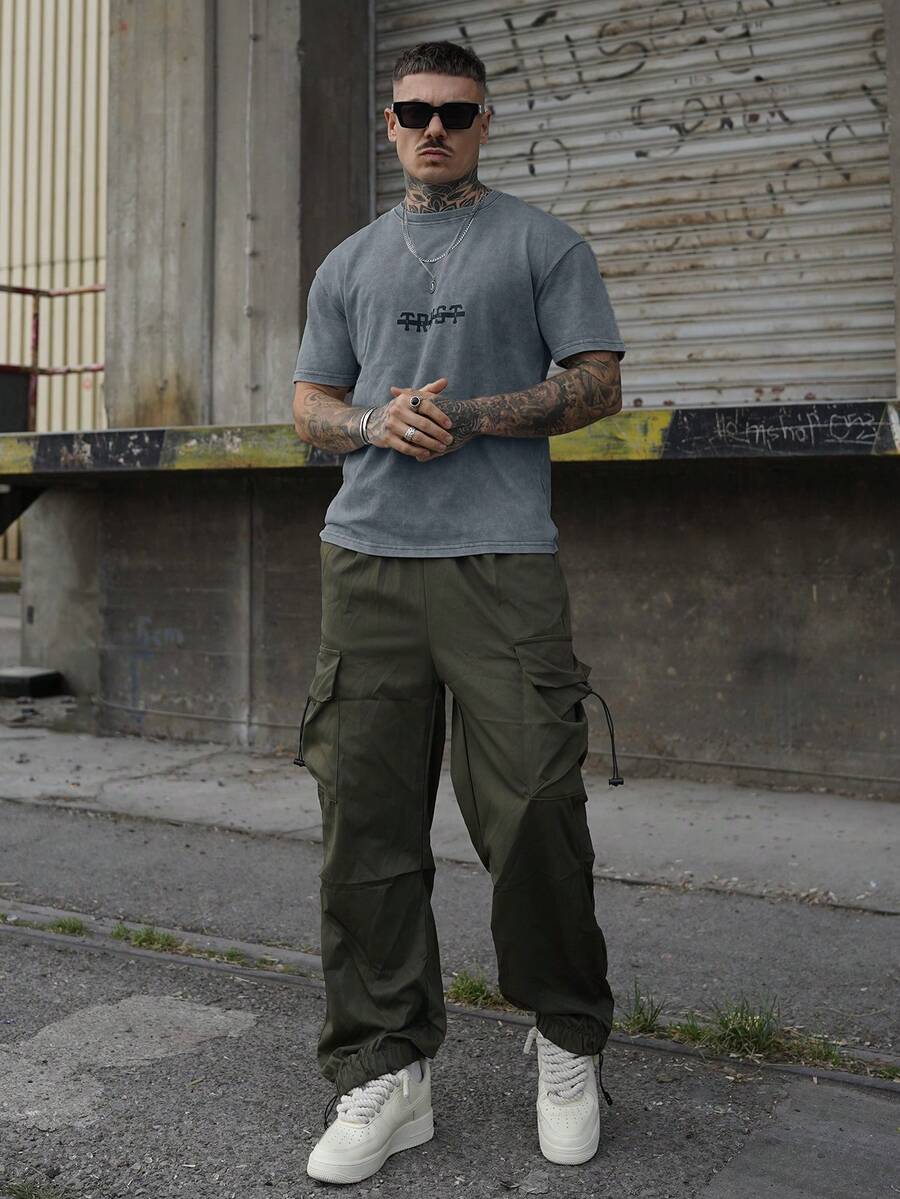 Artur Kramer 男士美式休闲街头复古印花短袖 T 恤,emo - 淺灰紫 - 查看 1