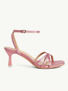CUCCOO CHICEST Gentle Girly Pink Cross-Strapped Sandals, Square Heel Design, Summer Versatile Commuter Shoes Summer Shoes - Pink - View 3