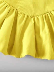SHEIN Bộ áo liền quần không tay màu vàng dễ thương cho bé gái, thích hợp cho mùa hè. - Màu vàng - Xem 7