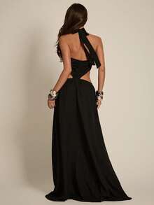 SHEIN BAE Đầm hở lưng gợi cảm dành cho nữ mùa hè - màu đen - Xem 2