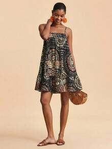 Travachic 女士碎花图案休闲吊带迷你连衣裙 - 彩色 - 查看 7