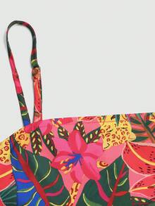 SHEIN Đầm chữ A hai dây in họa tiết cây nhiệt đới mùa hè cho bé gái tuổi teen - Nhiều màu - Xem 5