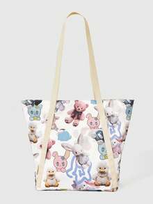 ROMWE Grunge Punk A Front Dou Tote Bag, A Cute Style Shopping Tote Bag Suitable For College Students, Commuting, And Going Out - Blue - View 1
