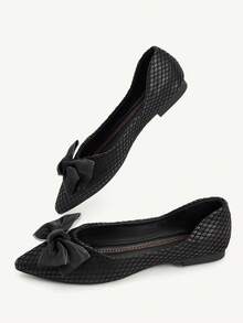 CUCCOO CHICEST Pointed Flat Bottom Comfortable And Fashionable Versatile Fairy Bow Ballet Soft Sole Black Low Vamp Flat Shoes - Black - View 11