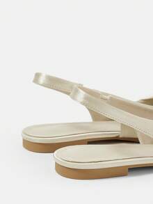 CUCCOO HITCHD 女鞋 女士婚鞋 伴娘鞋 缎面鞋 杏色尖头后跟太空弯曲平底鞋 - 杏色 - 查看 5