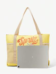 Viva Strut Cartoon Printed Waterproof Beach Bag, Casual Single Shoulder Tote Bag - alphabet - View 3